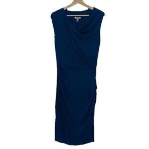 Bordeaux Teal Blue Jersey Dress Sz. M